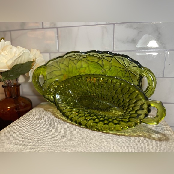 Vintage Indiana Green set of 2 serving bowls trinket bedroom or bathroom dishes - Picture 3 of 9